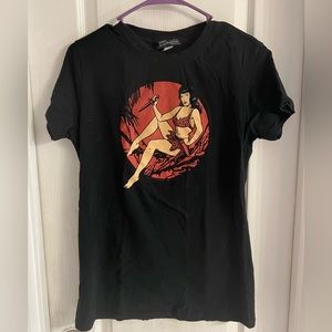 Betty Page Black T-Shirt; Women’s XL